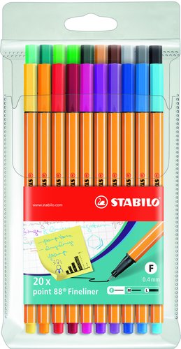 Stabilo Point 88 Estuche de 20 Rotuladores Colores Surtidos
