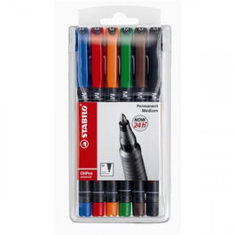 Stabilo 843/6 Estuche 6 Marcadores Permanentes P.Media Surtido OHPen Universal 1mm