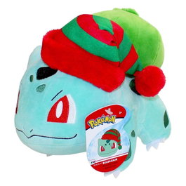 Jazwares Pokémon Peluche Bulbasaur con Gorro de Navidad 20 cm
