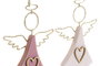 DKD Home Decor Decoración Colgante de Madera Ángel Surtido 2 en Rosa y Rosa Palo