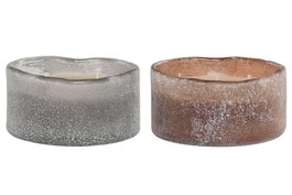 DKD Home Decor Vela de Cera de Soja en Cristal, Pack de 2 Surtido (Blanco y Ámbar) de 250 g cada una