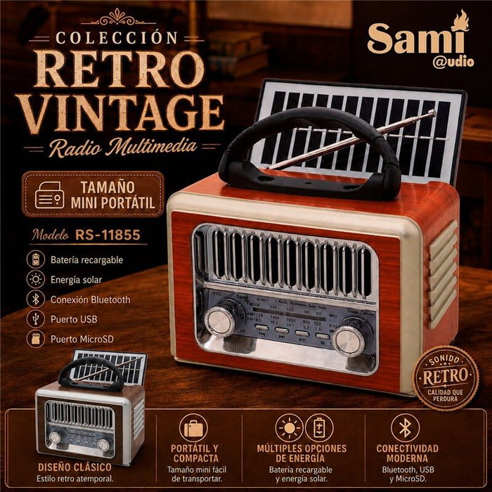 SAMI Radio Sami Vintage multimedia 3 bandas solar/bater