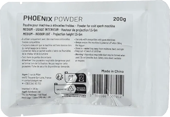 Algamlight Polvo para Máquina de Chispas Frías 200G Uso Interior para Fiestas y Eventos