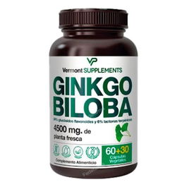 VERMONT SUPPLEMENTS Ginkgo Biloba 60+30 Cápsulas Vegetales - Contribuye a la Normal Circulación Periférica
