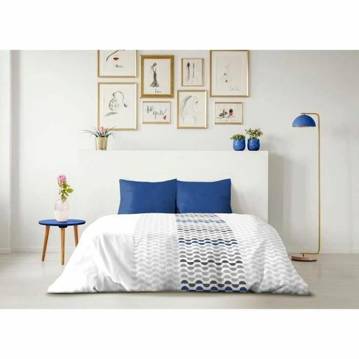 Home Linge Passion AMBROISIE Juego nórdico de microfibra - Azul - 220 x 240 cm Home Linge Passion AMBROISIE Juego nórdico de microfibra - Azul - 220 x 240 cm