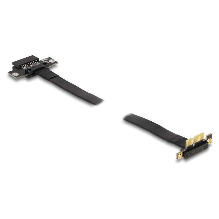 DeLOCK Riser Karte PCI Express x1 Stecker 90° gewinkelt zu x1 Slot mit Kabel 60 cm | Cable 0.6 m, Conector Macho/Hembra, Negro
