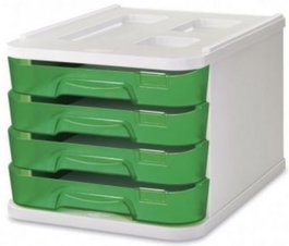 FAIBO Fichero de sobremesa con 4 cajones verde