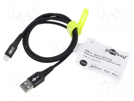 GOOBAY Cable USB 2.0 con conector Apple Lightning a USB A, 1m, negro