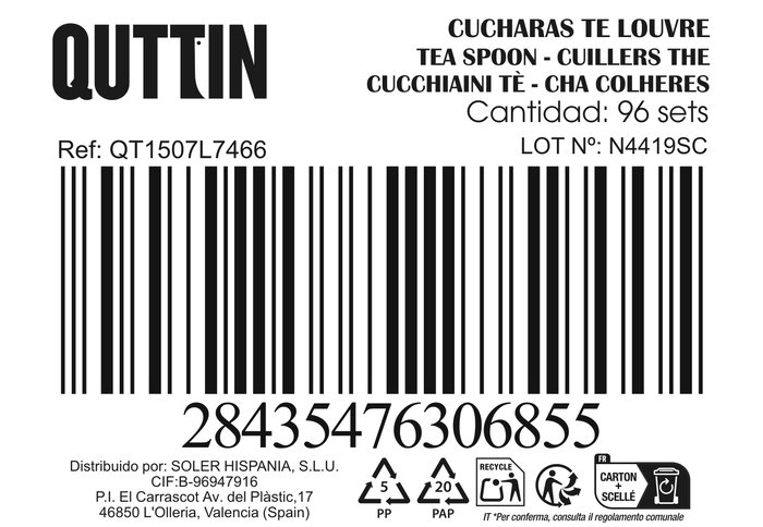 Inde Set 6 Cucharas de Te Louvre 1.5 mm (12 Cajas)