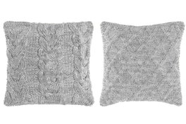 DKD Home Decor Cojín Algodón Poliéster 45x10x45 Gris Claro, Pack de 4