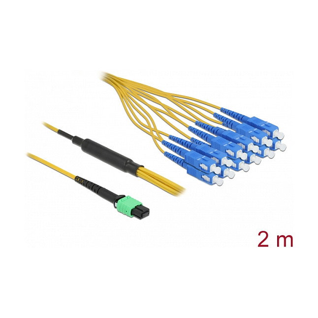 DeLOCK Cable de fibra óptica MPO hembra a 12 x SC simplex macho, monomodo, 2 m
