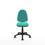 Silla de oficina Aýna con mecanismo Contacto permanente básico tapizada con Similpiel color Turquesa. Equipada con Base poliamida negra, Sin brazos y Ruedas de parqué
