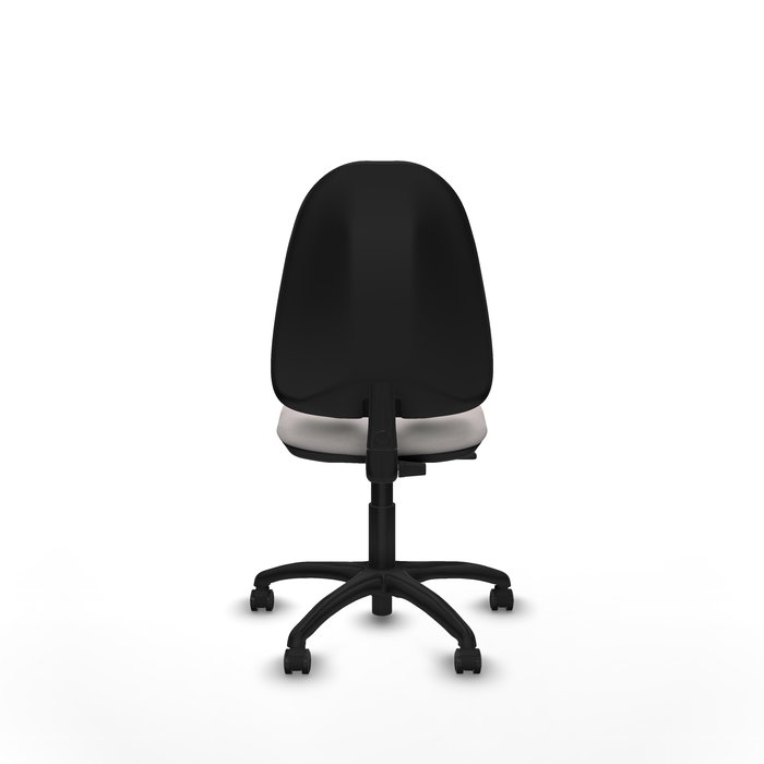 Silla de oficina Algarra con mecanismo Contacto permanente básico tapizada con Similpiel color Blanco. Equipada con Base poliamida negra, Sin brazos y Ruedas autofrenantes