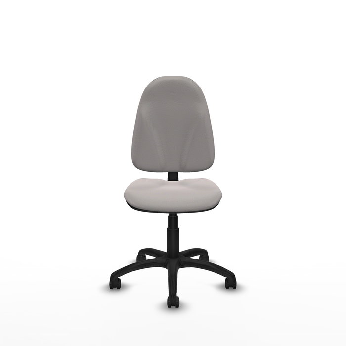 Silla de oficina Algarra con mecanismo Contacto permanente básico tapizada con Similpiel color Blanco. Equipada con Base poliamida negra, Sin brazos y Ruedas autofrenantes