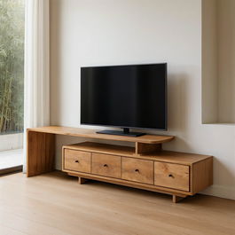 Mueble Tv Natural Madera de Mango Salón 175 X 40 X 50 cm