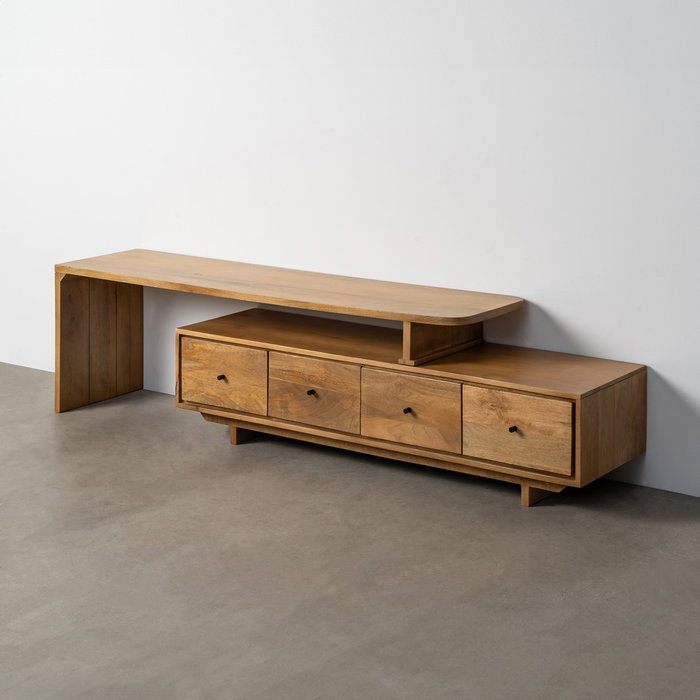 Mueble Tv Natural Madera de Mango Salón 175 X 40 X 50 cm Mueble Tv Natural Madera de Mango Salón 175 X 40 X 50 cm