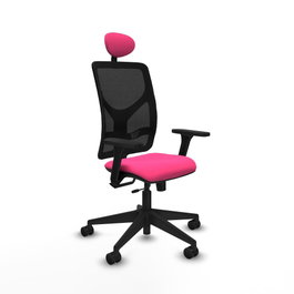PIQUERAS Y CRESPO Silla de oficina Motilla Rosa y Negro