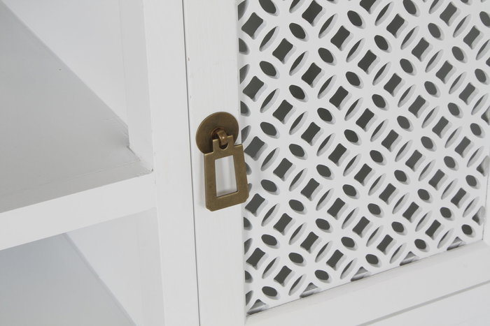 DKD Home Decor Mueble TV Tradicional Arabe white Blanco Marron Claro 120 x 45 x 58 cm