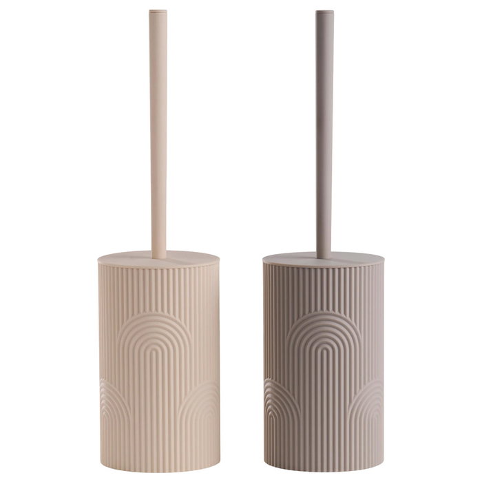 Day Escobilla WC con Cepillo de Nailon, Diámetro 9,5 cm Altura 36 cm en Plástico ABS - Colores Surtidos (Beige/Gris) con Relieve