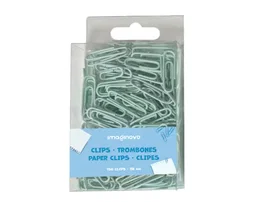 Imaginovo Caja de 150 Clips Metálicos 28 mm de Color Azul Pastel para Oficina y Escuela