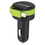 RealPower Cargador de Coche (Encendedor) 4.8A Dual USB 2.4A + Lightning Cable 0.58m 257637 - Negro/Verde