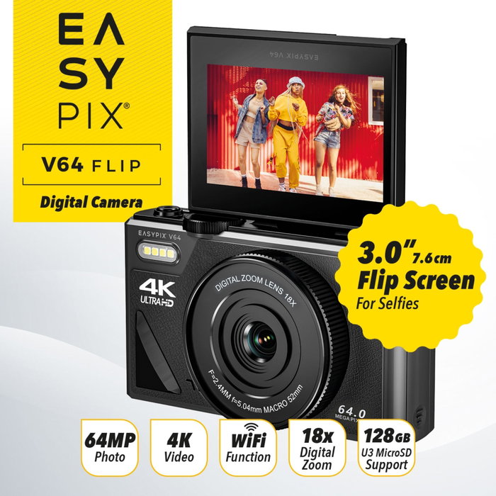 Easypix V64 Flip Cámara Digital Negra