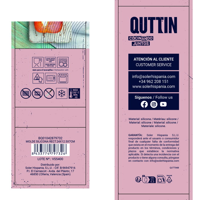 Quttin Molde Rectangular de Silicona 24x12.5x7 cm Quttin Molde Rectangular de Silicona 24x12.5x7 cm