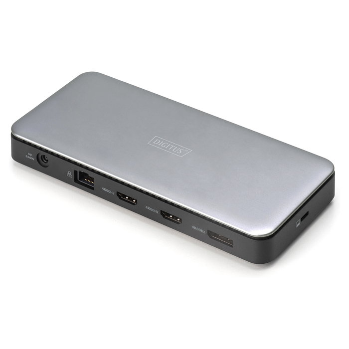 Digitus Estación de Acoplamiento USB-C, 11 Puertos (2x HDMI, DP, Ethernet, USB-A, USB-C, Audio, Lector SD), 4K 60Hz, USB 3.2 Gen 2, Plug & Play, para Windows/Mac