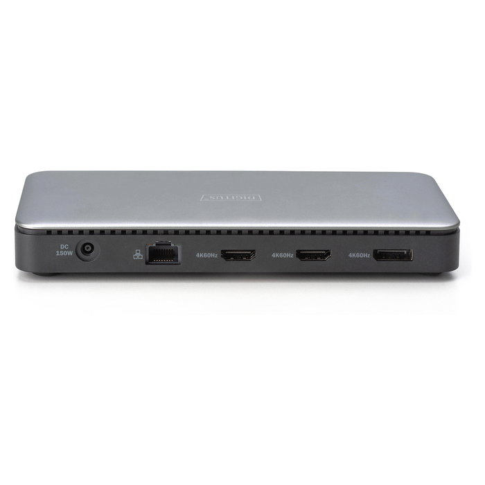 Digitus Estación de Acoplamiento USB-C, 11 Puertos (2x HDMI, DP, Ethernet, USB-A, USB-C, Audio, Lector SD), 4K 60Hz, USB 3.2 Gen 2, Plug & Play, para Windows/Mac