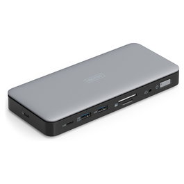 Digitus Estación de Acoplamiento USB-C, 11 Puertos (2x HDMI, DP, Ethernet, USB-A, USB-C, Audio, Lector SD), 4K 60Hz, USB 3.2 Gen 2, Plug & Play, para Windows/Mac