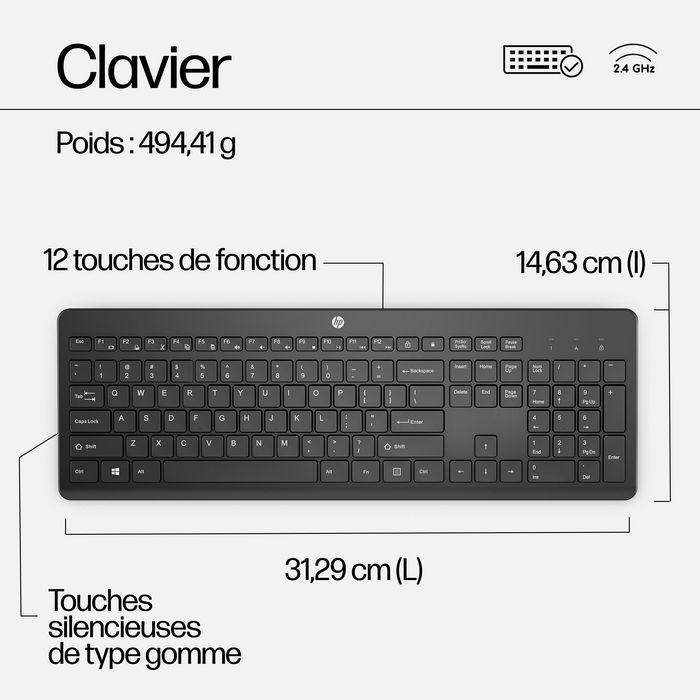 HP 230 Combo Teclado y Ratón Inalámbricos - Diseñado para Comodidad y Silencio, Batería Duradera