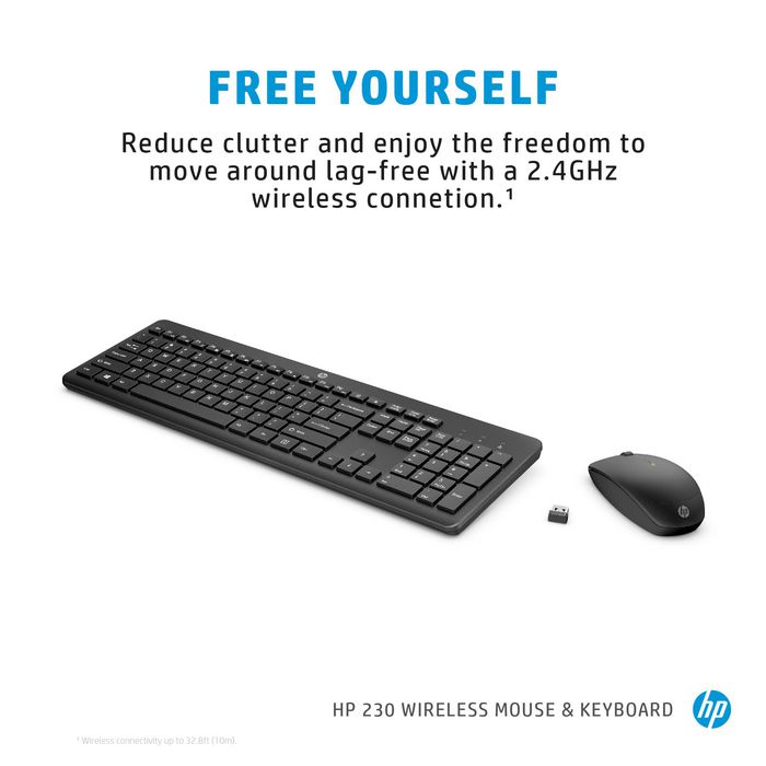 HP 230 Combo Teclado y Ratón Inalámbricos - Diseñado para Comodidad y Silencio, Batería Duradera