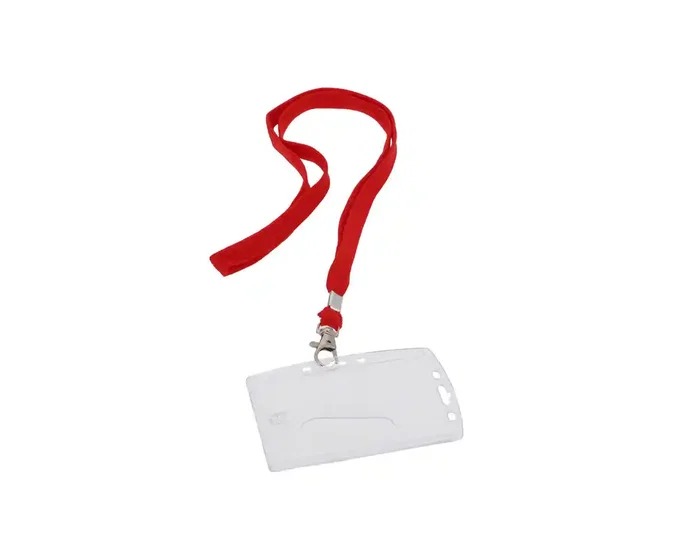 Q-Connect Identificador con cordón plano rojo uso vertical/horizontal 54x85 mm