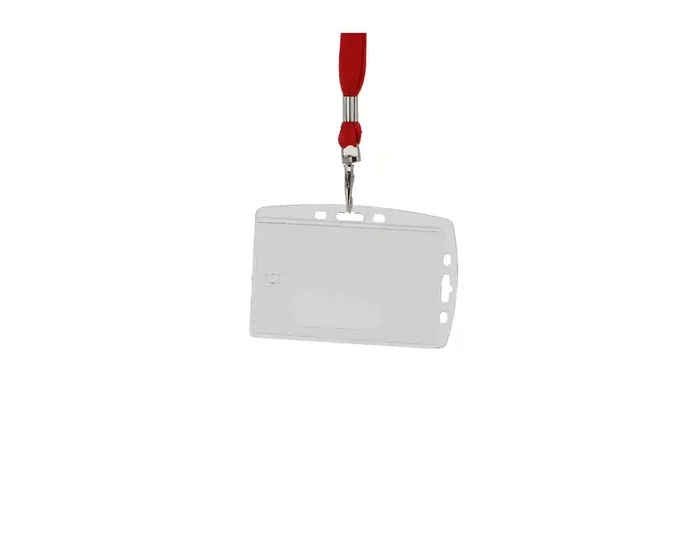 Q-Connect Identificador con cordón plano rojo uso vertical/horizontal 54x85 mm