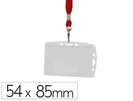 Q-Connect Identificador con cordón plano rojo uso vertical/horizontal 54x85 mm