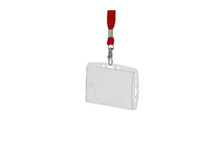 Q-Connect Identificador con cordón plano rojo uso vertical/horizontal 54x85 mm
