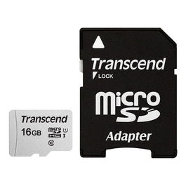 Transcend MicroSDHC Card 16GB USD300S-A Clase 10 con Adaptador