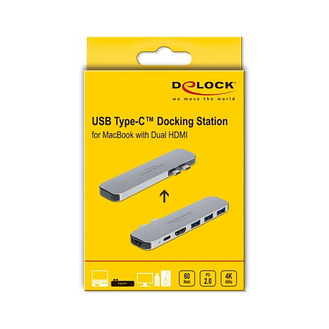 DeLOCK Docking Station para MacBook - Dual HDMI 4K, PD - Hub, Ref. Dockingstation
