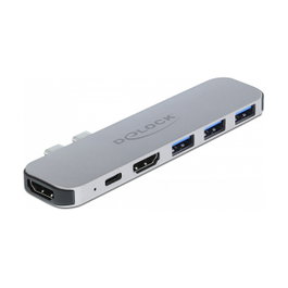 DeLOCK Estación de Acoplamiento para MacBook Dual HDMI 4K / PD / Hub Gris