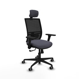 PIQUERAS Y CRESPO Silla de oficina Yunquera con mecanismo Sincro, Gris oscuro y Negro