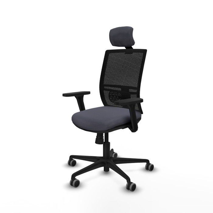 PIQUERAS Y CRESPO Silla de oficina Yunquera con mecanismo Sincro, Gris oscuro y Negro
