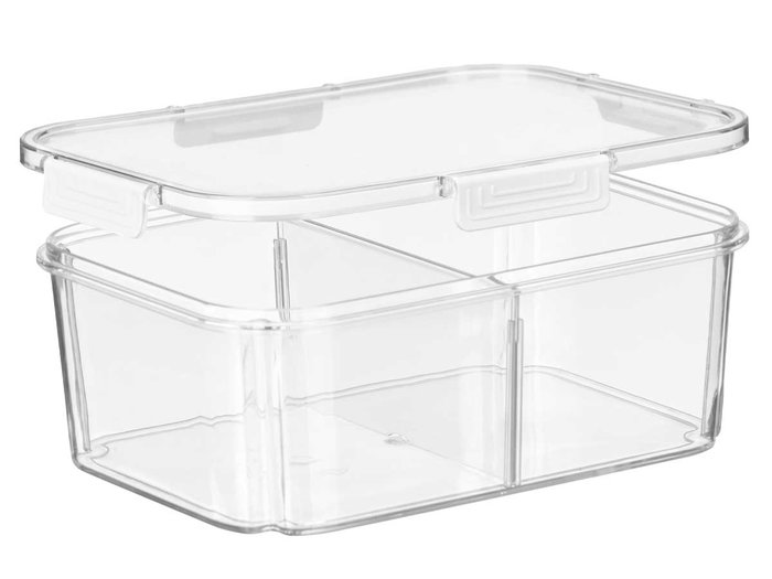 Leknes Fiambrera Divisoria Hermética Blanca 2L 23 x 9 x 16 cm (Set de 12)
