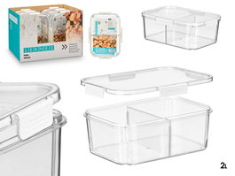 Leknes Fiambrera Divisoria Hermética Blanca 2L 23 x 9 x 16 cm (Set de 12)