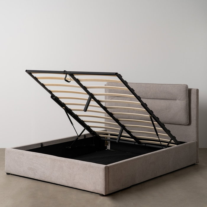 Cama Canapé Gris Tejido Dormitorio 164 X 214 X 110 cm