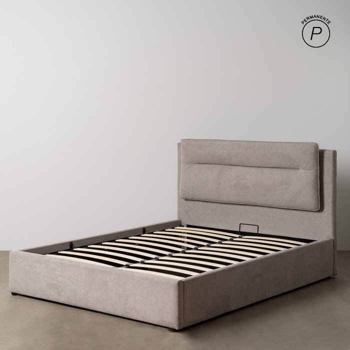 Cama Canapé Gris Tejido Dormitorio 164 X 214 X 110 cm