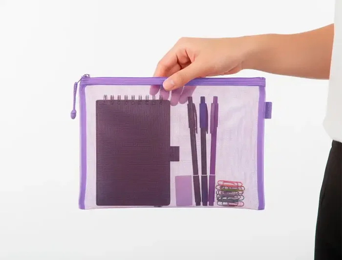 Liderpapel Bolsa Zipper Bag Multiusos Transpirable Poliester DIN A5 Morado Pastel 175x235mm