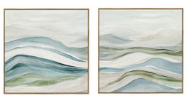 DKD Home Decor Set de 2 Cuadros Abstractos en Lienzo y PS, 80x80 cm, Azul y Verde