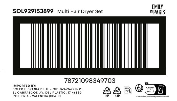 Inde Set Secador Pelo Multiple "Emily In Paris" 20.1 cm Largo x 10.1 cm Ancho x 26.4 cm Alto (6 Cajas)