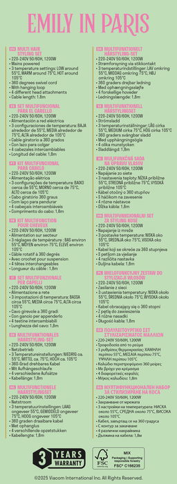 Inde Set Secador Pelo Multiple "Emily In Paris" 20.1 cm Largo x 10.1 cm Ancho x 26.4 cm Alto (6 Cajas)