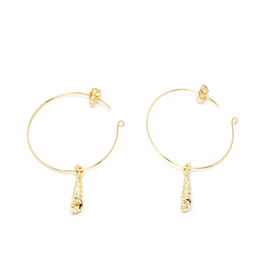 Shabama Pendientes Aro 3.5 cm con Caracola Colgante 2 cm Oro Brillante - AGULLA